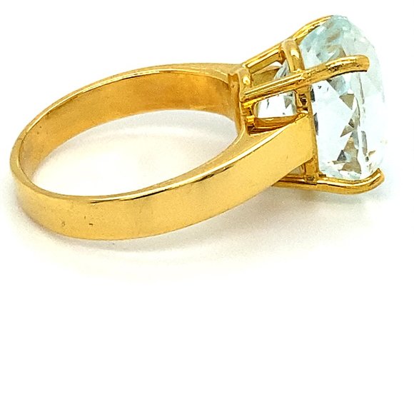 Aquamarine 8.50ct Solid 18K Yellow Gold Ring - Picture 6 of 9